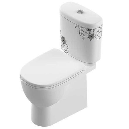 Унитаз компакт "Art. Flora DM" (Белый) GEBERIT, 2х реж. сиденьем из дюропласта, soft close, clip up