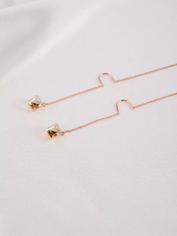 Серьги-протяжки Миражи с кристаллами Swarovski шампань