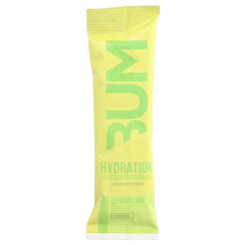 Raw Nutrition, Bum, для восполнения потери жидкости, электролитная формула, лимон и лайм, 20 пакетиков по 5,8 г (0,2 унции)