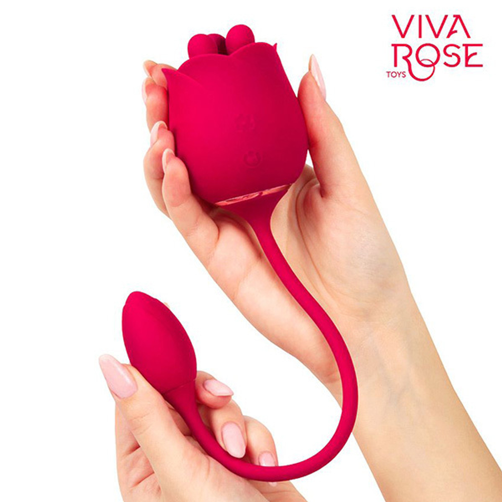 Малиновый вибростимулятор-бутон с вращающимися тычинками Bior Toys Viva Rose RT-34007