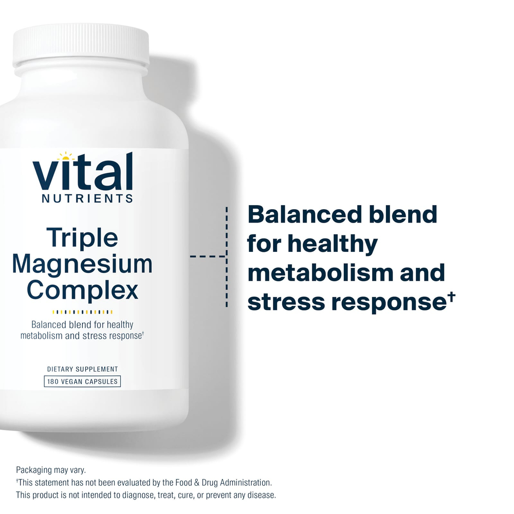 Vital Nutrients, тройной комплекс магния, 180 веганских капсул (250 мг в 1 капсуле)