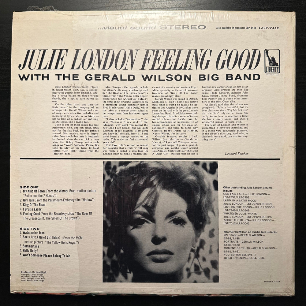 Julie London With The Gerald Wilson Big Band - Feeling Good (США 1965г.)