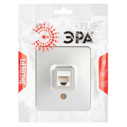 Розетка ЭРА Эксперт 11-3203-03 информационная RJ45 IP20 ОУ алюминий | Эра Эксперт