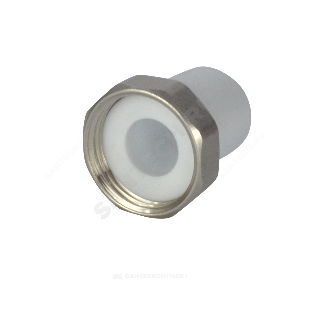 Штуцер PP-R комбинированный белый Дн 25х1" с накидной гайкой VALFEX 10135025