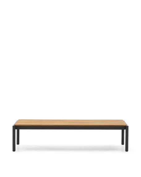 Журнальный столик Sorells, 145x63х35 см, массив тика, серый алюминий