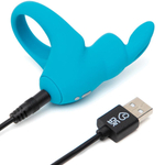 Голубое эрекционное виброкольцо Happy Rabbit Rechargeable Rabbit Cock Ring (Цвет: голубой)