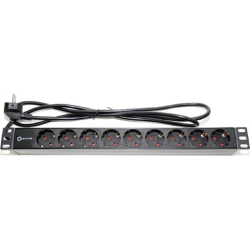 Блок розеток для телекоммуникационных шкафов 5bites PDU919P-02 Блок розеток 9S / PVC / 1U / 19" / 2M*3G*1.5MM2 / VDE