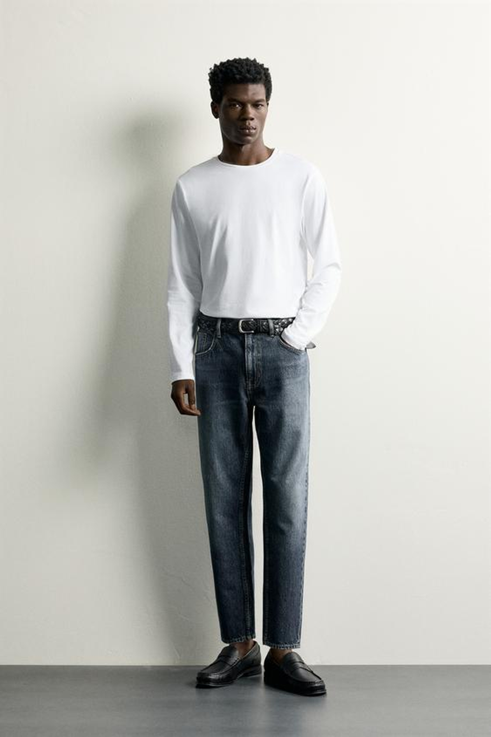 ZARA УКОРОЧЕННЫЕ ДЖИНСЫ SLIM FIT, МОРСКОЙ СИНИЙ