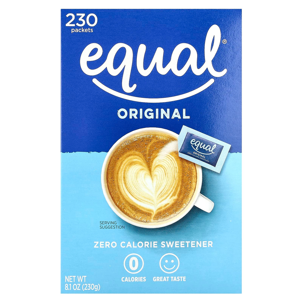 Equal, Нулевой калорийный подсластитель, оригинальный, 230 пакетиков, 230 г (8,1 унции)
