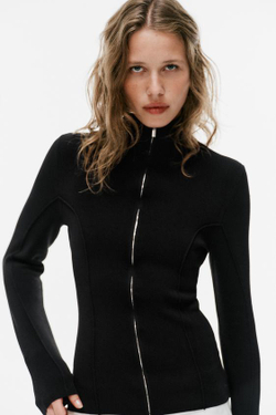 ZARA КАРДИГАН С ЗАСТЕЖКОЙ-МОЛНИЕЙ, ЧЕРНЫЙ