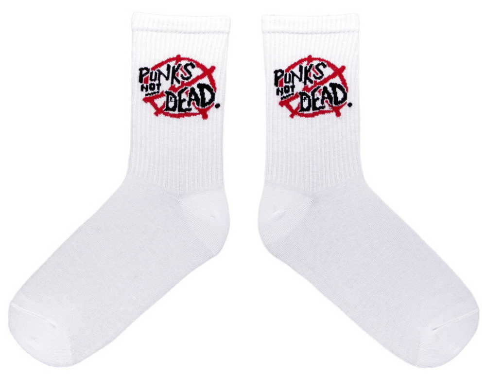 Носки Punks Not Dead белые (012)