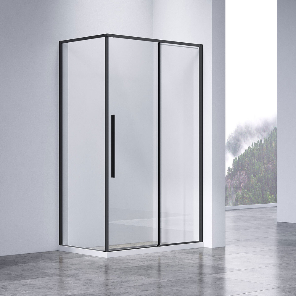 Душевой уголок Слим-Н (Slim-N) VSR-4SN8011CLB, 1100*800, черный, стекло прозрачное,