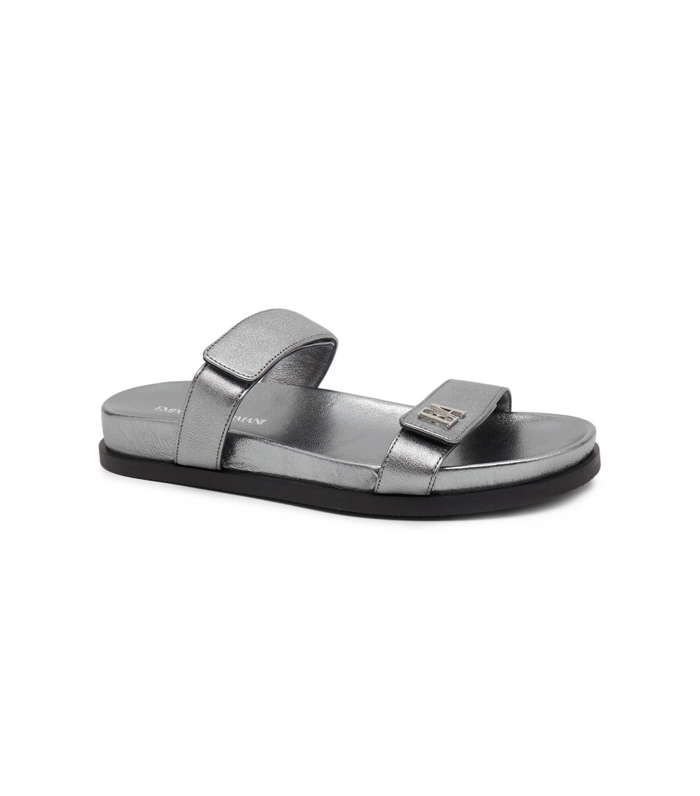 Кожаные шлепанцы Emporio Armani - серебряный(X3P778 XF171)