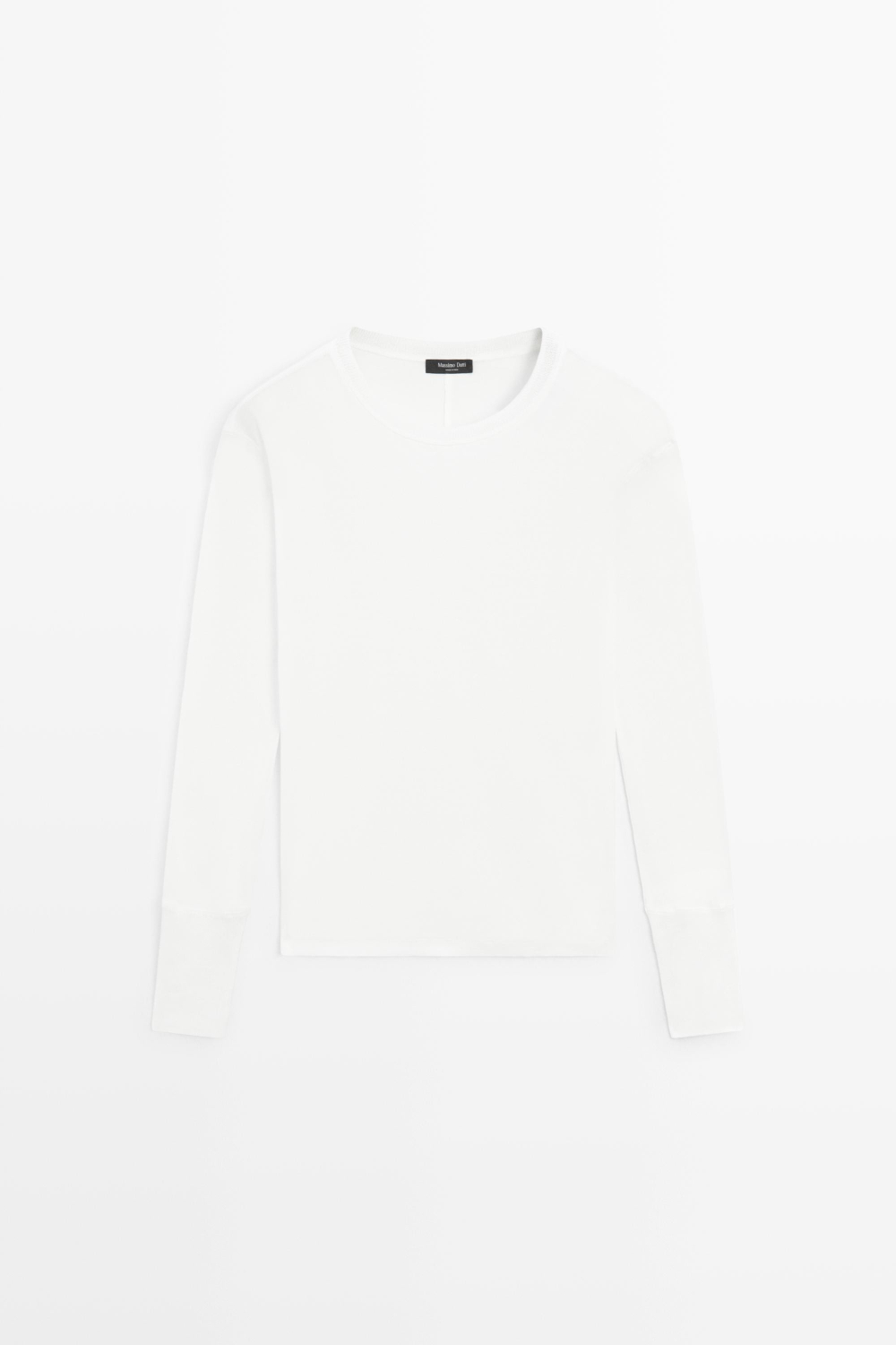 Massimo Dutti Футболка с длинными рукавами и манжетами, белый