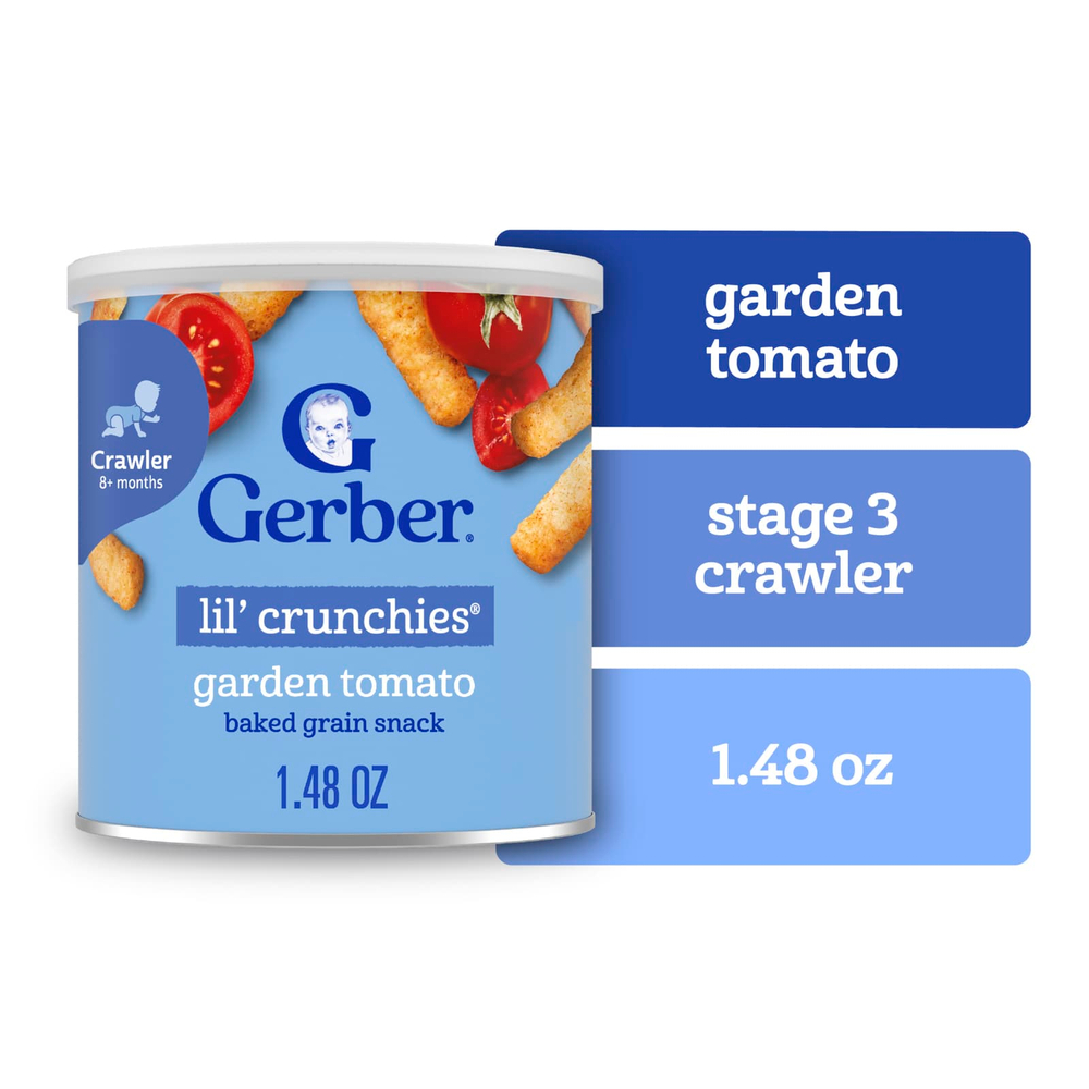 Gerber, Lil' Crunchies®, запечённый злаковый снек, для детей от 8 месяцев, томат, 42 г (1,48 унции)