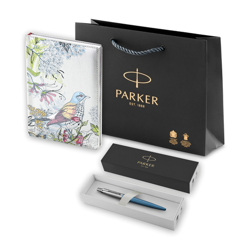 Подарочный набор: Шариковая ручка Parker Jotter + ежедневник, серебристый