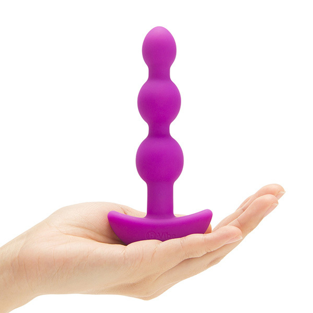 Анальные премиум-бусы с 2 моторами цвет фуксия 13,8см b-Vibe Triplet Anal Beads BV-005-FUC