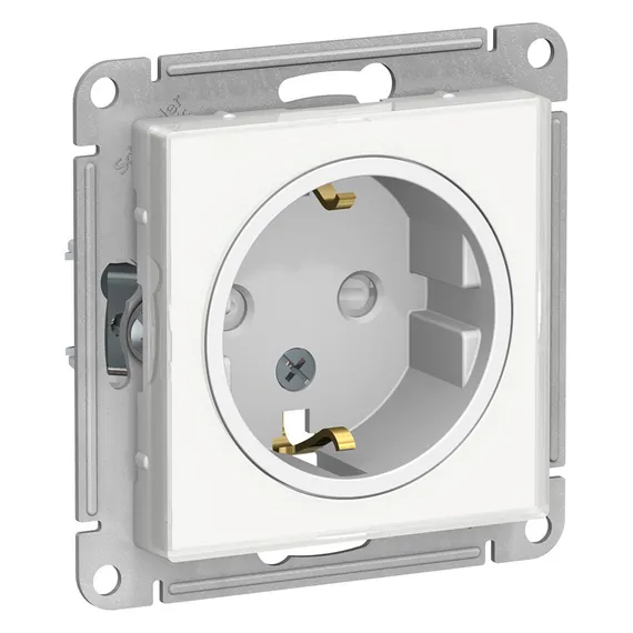 Розетка с заземлением и защитными шторками Systeme Electric AtlasDesign Art Белый ATN200145