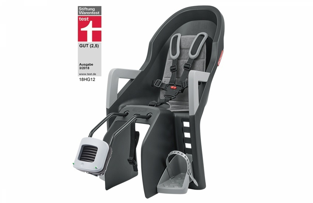 Детское кресло заднее Polisport Guppy maxi+ ff на подседельную трубу, инд. уп., dark grey/silver