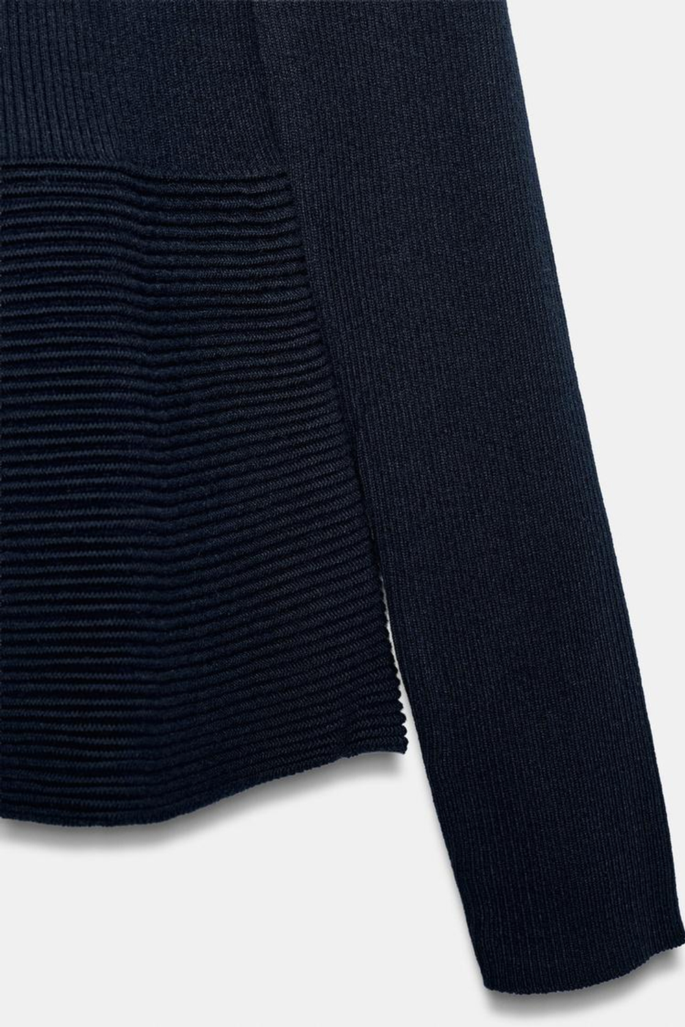 ZARA ТРИКОТАЖНЫЙ СВИТЕР С БАСКОЙ, МОРСКОЙ СИНИЙ