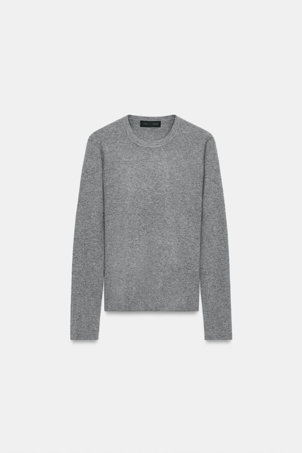 ZARA МЯГКИЙ ТРИКОТАЖНЫЙ СВИТЕР, СЕРЫЙ МЕЛАНЖ