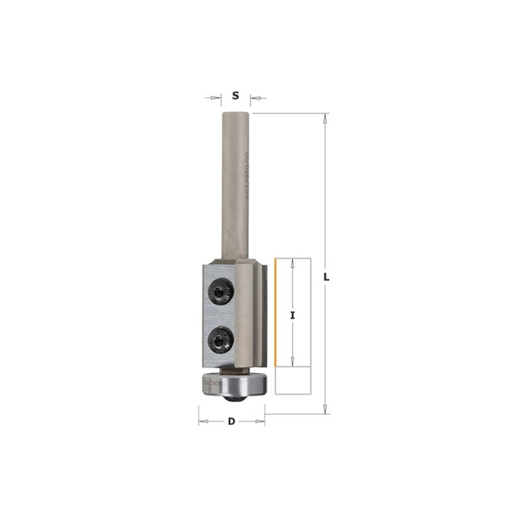 Новинка! Фреза обгонная с нижним подшипником, сменные ножи Woodwork HM Z2 D=19 I=12 L=70 S=8 RH 657.1912.08