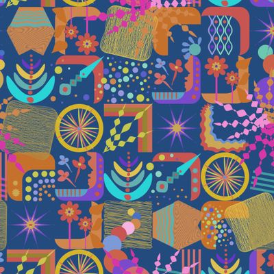 geometric abstraction doodle stripes flowers