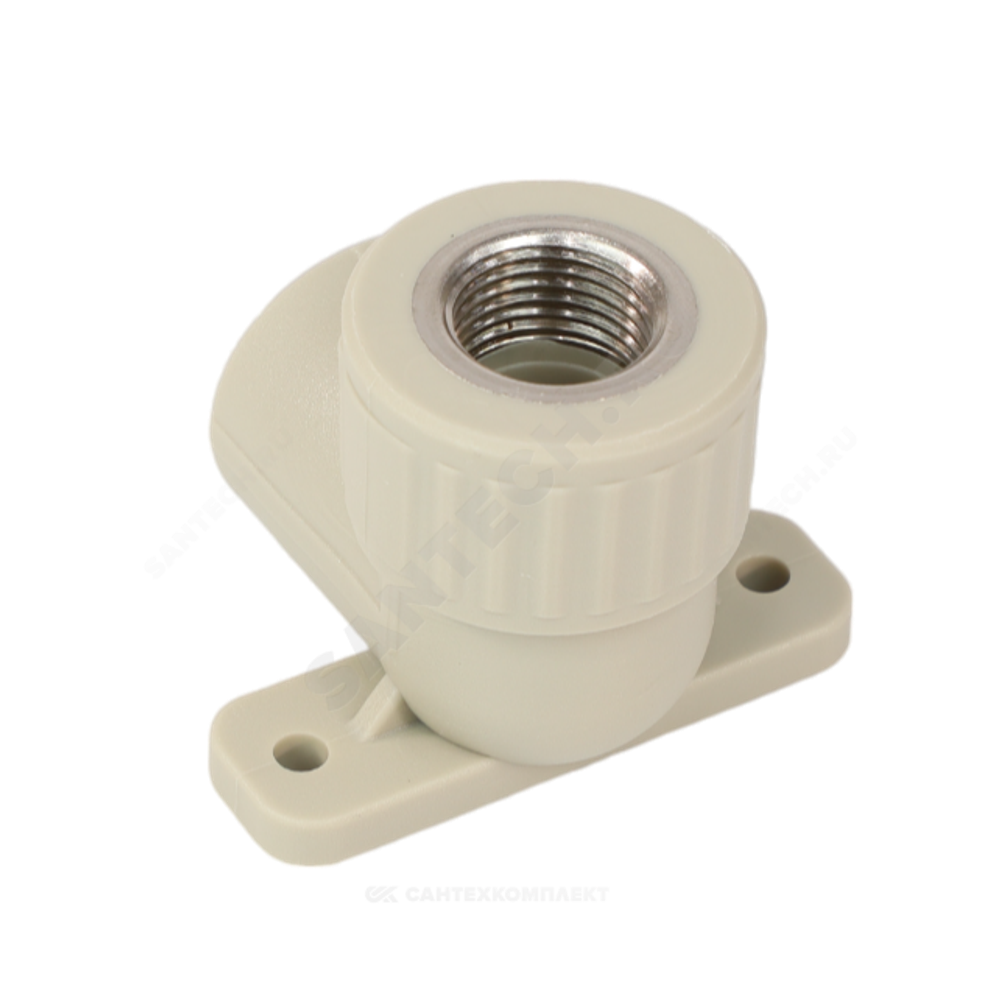 Угольник PP-R комбинированный серый Дн 20х1/2" ВР с креплением VALFEX 10120020Г