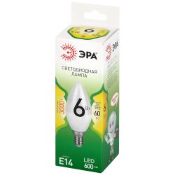 Лампа светодиодная ЭРА GREEN LINE LED B35-6W-830-E14 GL 6Вт свеча теплый свет E14 | Лампы cветодиодные Свеча (B/C)