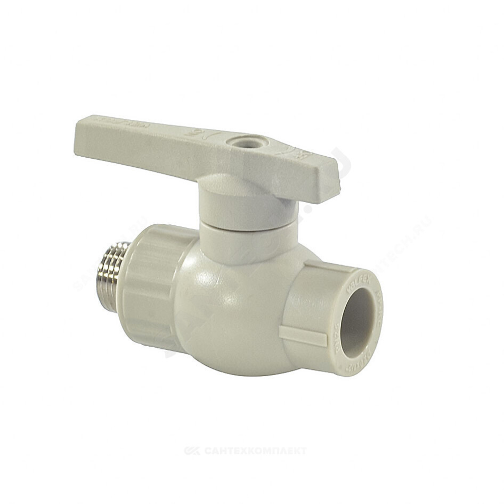 Кран шаровой PP-R серый Дн 20х1/2" НР VALFEX 10144220Г