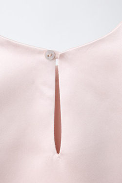 ZARA АТЛАСНОЕ ПЛАТЬЕ С БАНТОМ, ПАСТЕЛЬНО-РОЗОВЫЙ