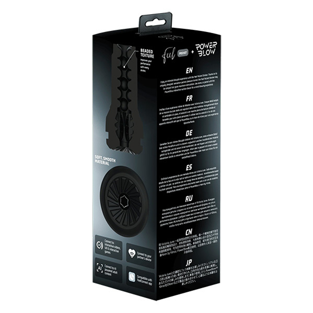 Компактный мастурбатор + интерактивная насадка Kiiroo Feel Pocket Stroker + Power Blow Combo Black