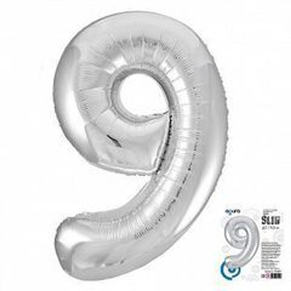 Р Цифра 9 Slim Серебро (40''/102 см)