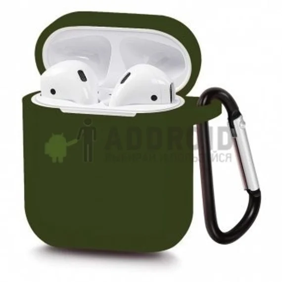Защитный силиконовый чехол для наушников AirPods 1/2 Тонкий с карабином atrovirens