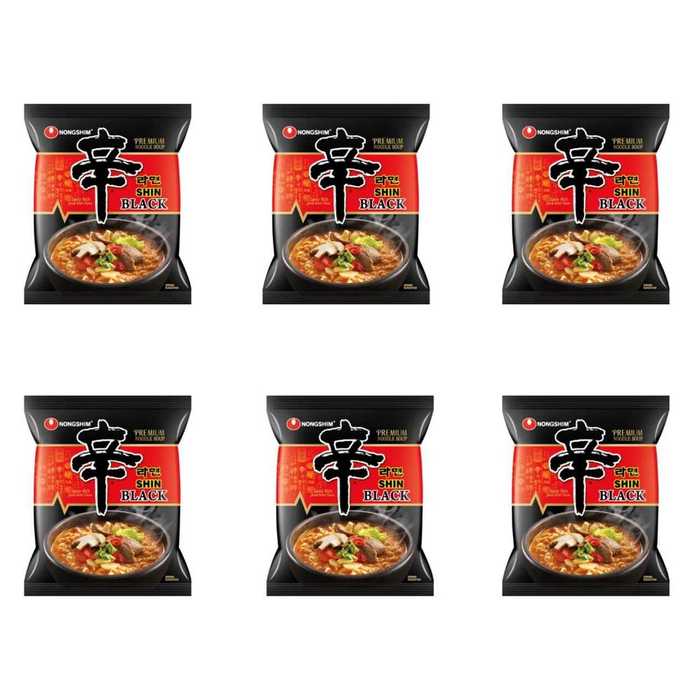 Лапша Nongshim Shin Ramyun Black Говядина и грибы 130 г 6 шт