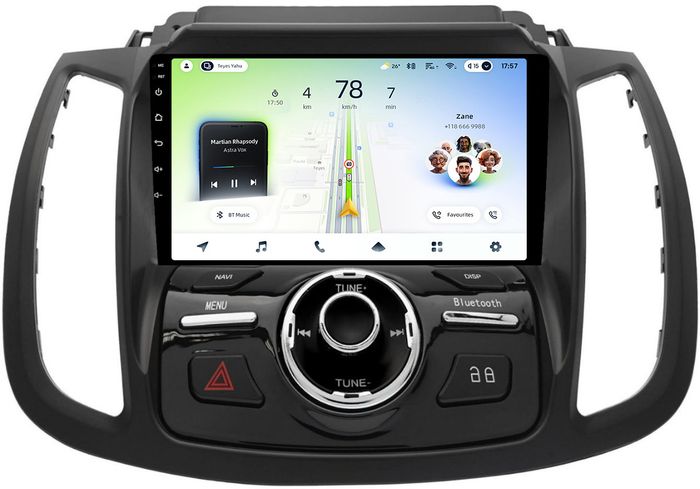 Магнитола для Ford Kuga 2 2017-2019 (SYNC 3, рамка с кнопками тип 2) - Teyes CC4L монитор 9" IPS, Android 14, Быстрая, Snapdragon 662, CarPlay, 4G SIM-слот
