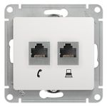 Schneider Electric Glossa Белый Розетка 2-местная RJ11+RJ45, категория 5E механизм IP20 скрытая установка GSL000185