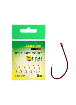 Крючок рыболовный Fish Crystal TROUT RED 10096/1R с большим ушком, без бородки №3 (5 упаковок)