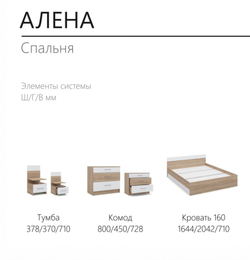 Комплект Алена дуб сонома/белый без шкафа