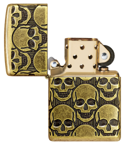 Зажигалка ZIPPO Armor Ухмыляющиеся черепушки с покрытием античная латунь | Cackling Cranium Antique