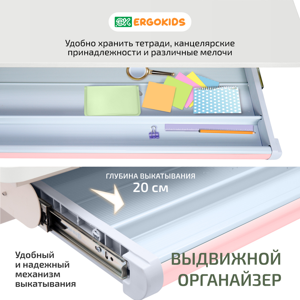 Письменный стол для школьников Ergokids Bravo Max Plus