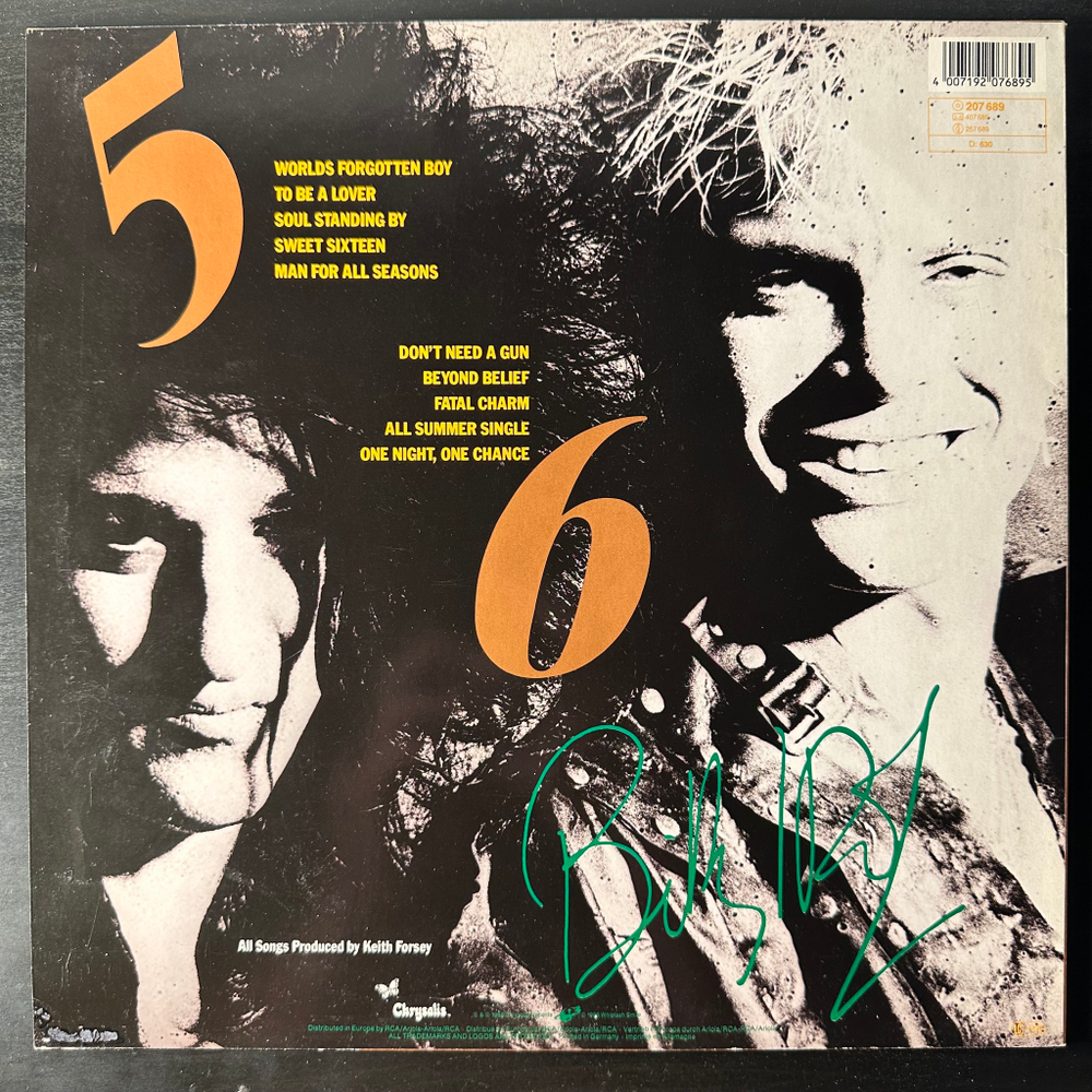 Billy Idol ‎– Whiplash Smile (Европа 1986г.)