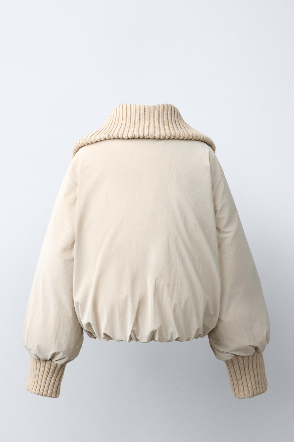 ZARA СТЕГАНАЯ ПРОРЕЗИНЕННАЯ КУРТКА В РУБЧИК, ПЕСОЧНЫЙ