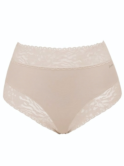 Высокие трусики-слипы с кружевной отделкой Soft lace (Размер: L) (Цвет: телесный)