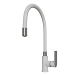 Смеситель для кухни 35к MIXLINE МЛ33-098(ML33-098) "Сити " гибкий излив,  боковая ручка БЕЛЫЙ/ХРОМ