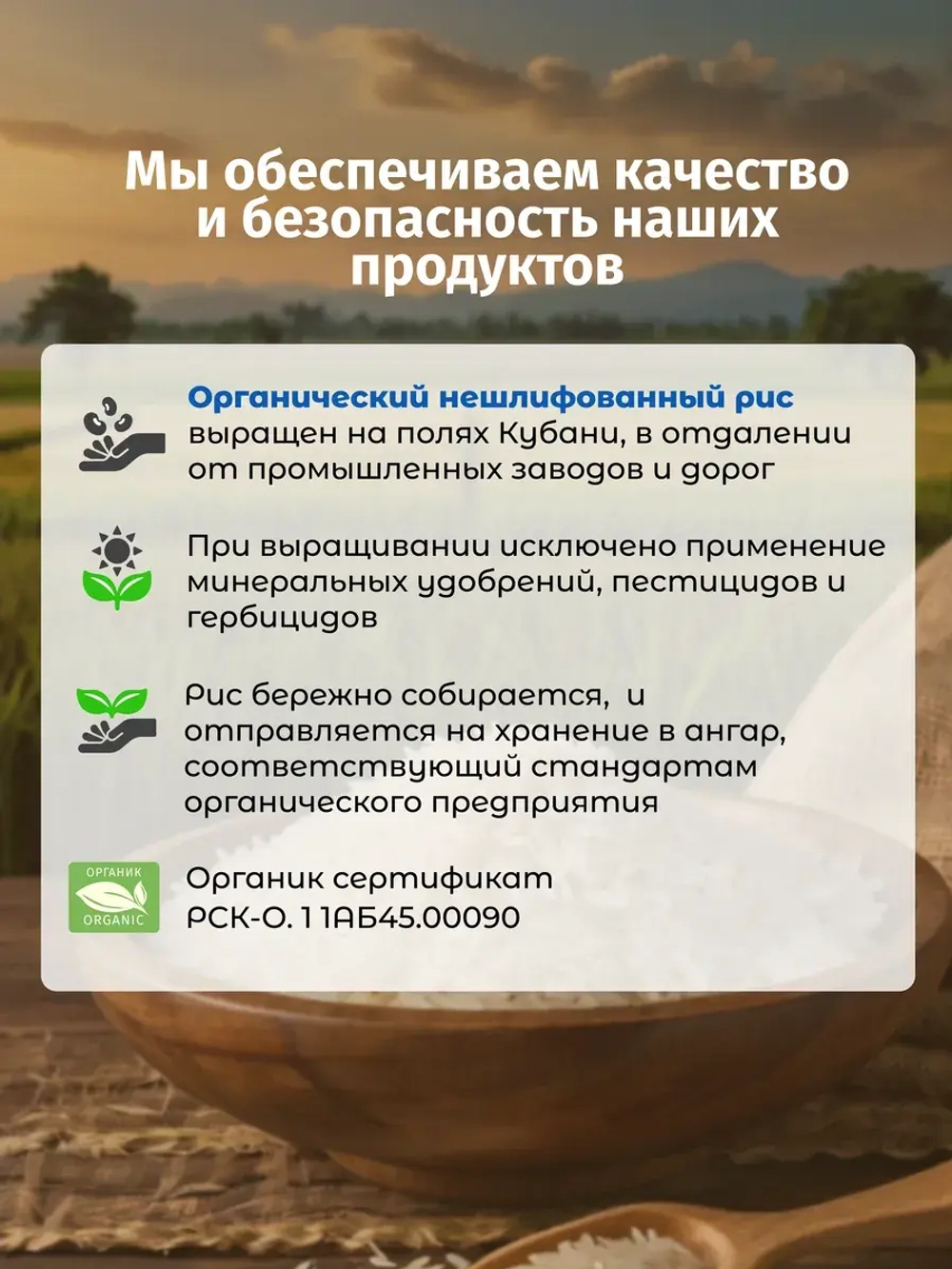 Рис нешлифованный органический, 500 гр
