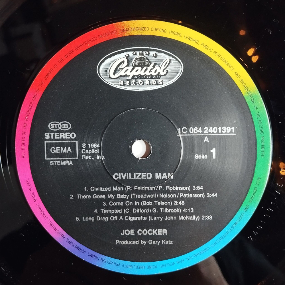 Винтажная виниловая пластинка LP Joe Cocker Civilized Man (Germany 1984) A Girl Like You