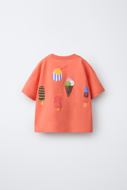 ZARA ФУТБОЛКА С МОРОЖЕНЫМ ISABELLE VANDEPLASSCHE ©, ОРАНЖЕВЫЙ