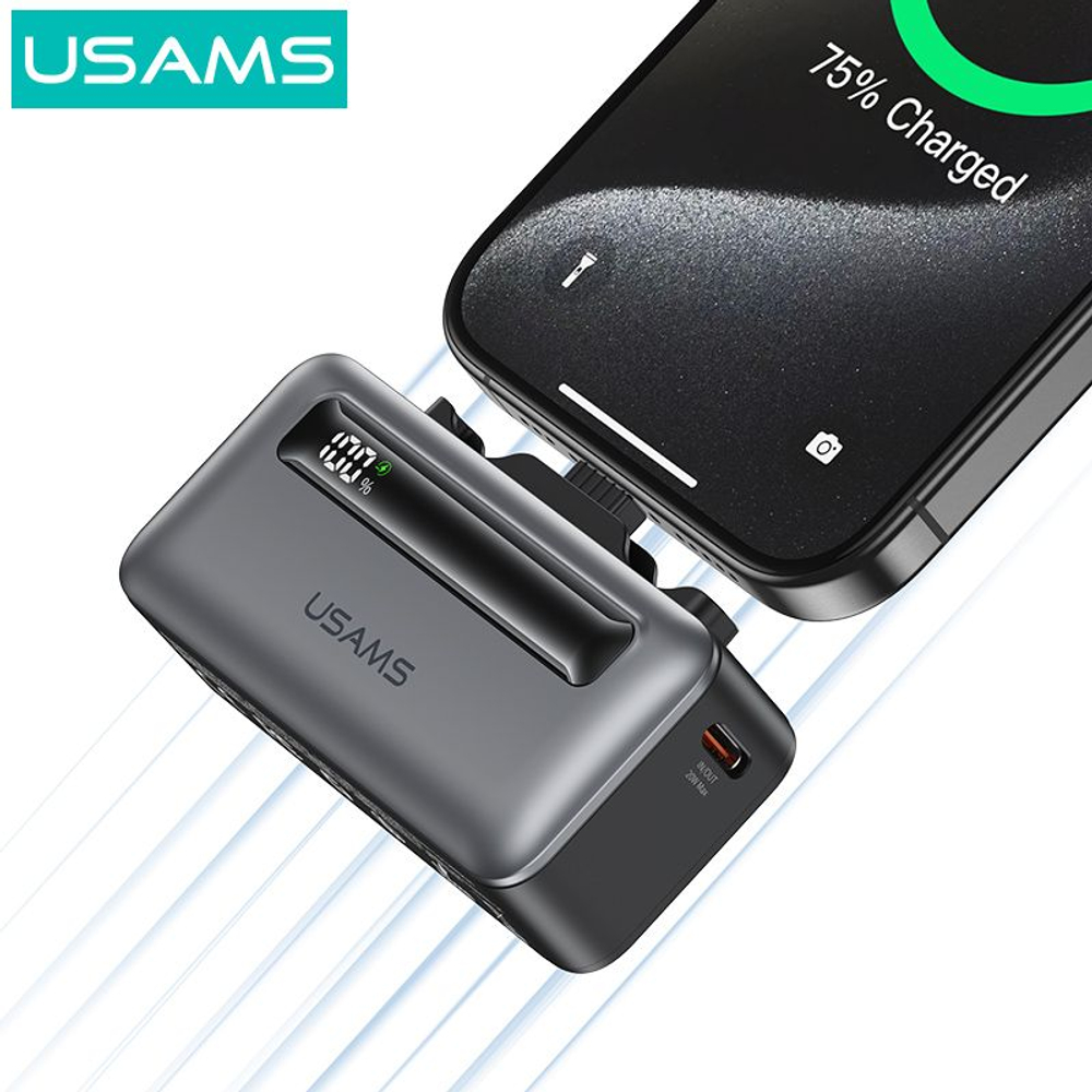Power Bank внешний аккумулятор повербанк магнитный беспроводной MagSafe USAMS 5000 мАч 20W
