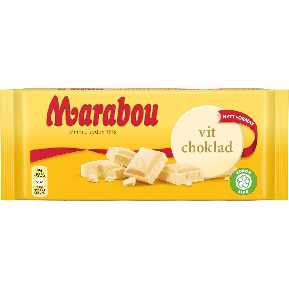 Шоколад белый Marabou Vit choklad 180 г (из Финляндии)